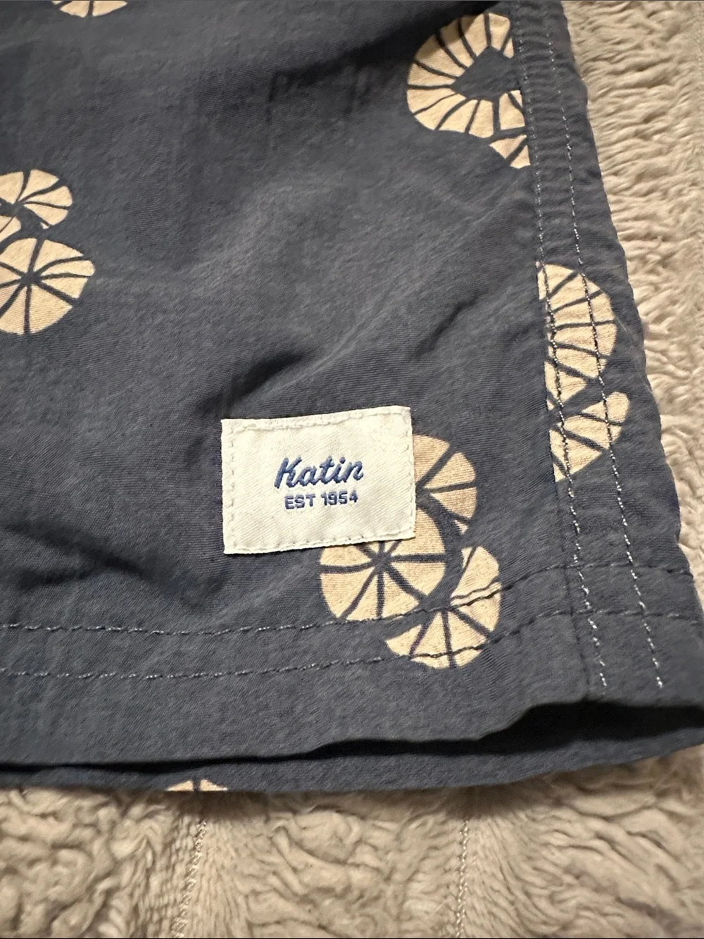 Katin Navy Swim Trunks with Cream Circular Print